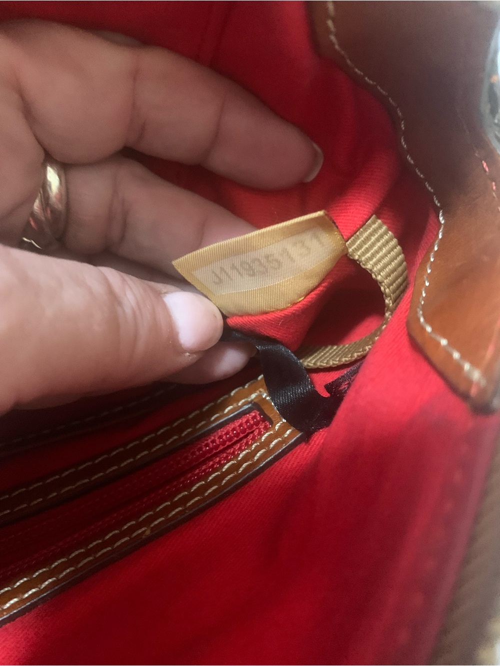 Dooney & Bourke Blue Textured Satchel with Brown Leather Trim - Picture 10 of 10